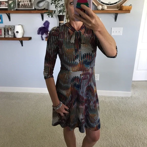 Multi Color Neck Tie Dress - Picture 5 of 7